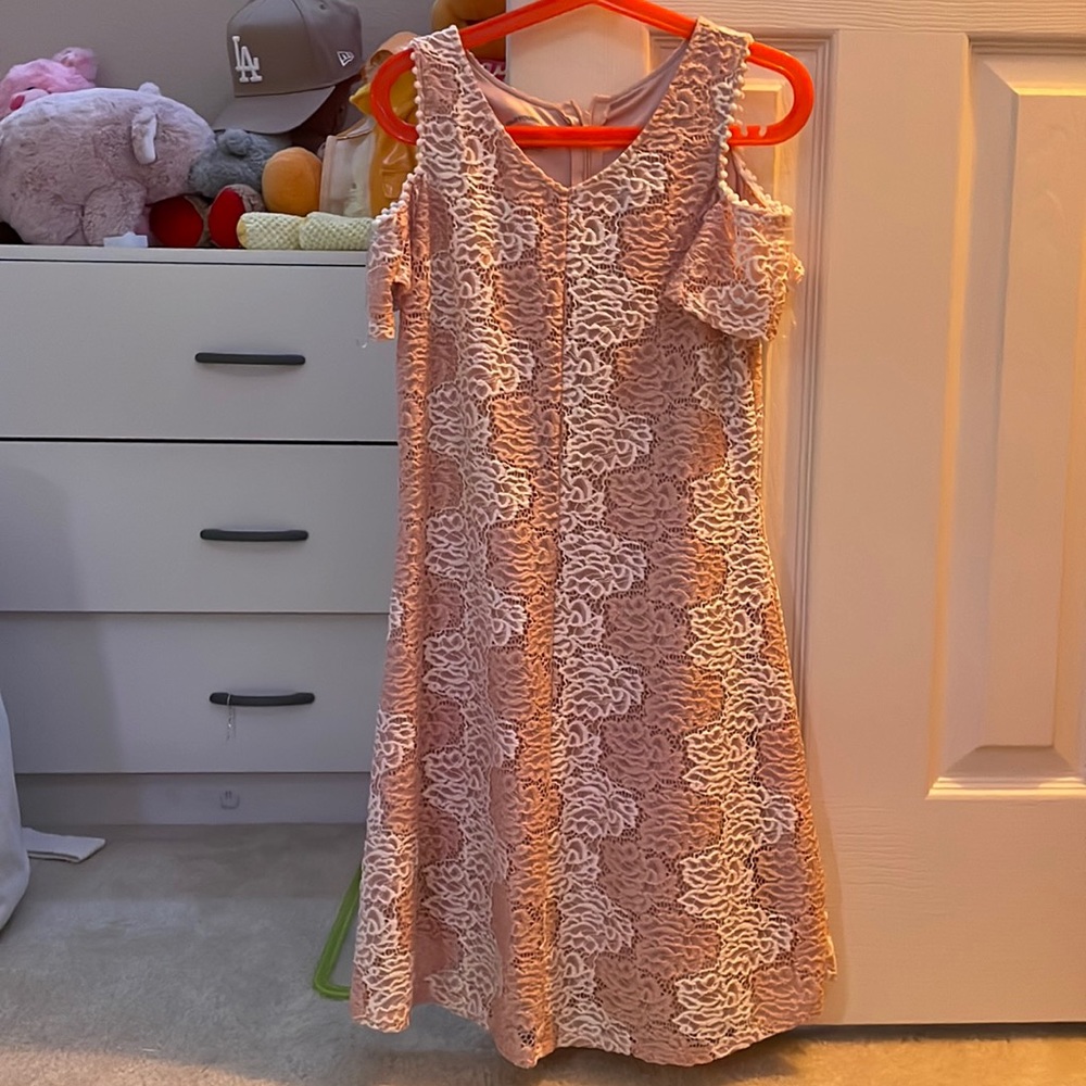 Pastourelli pink and white lace dress